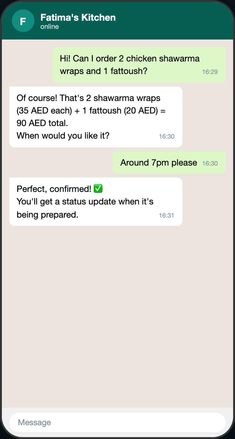WhatsApp ordering flow